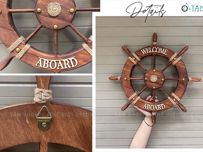 Bánh lái tàu trang trí Welcome Full Nâu đường kính 32 - 62cm [Gỗ dày - 3 Size] BANHLAI-05